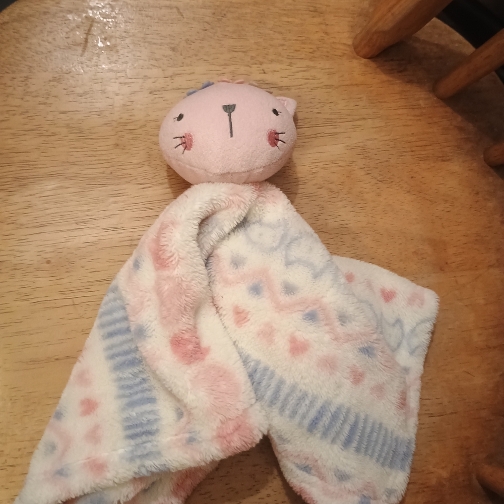 Baby Gear Kitty Cat Plush Shapes Pink White Security Blanket Lovey 16"ร16" - Picture 9 of 10